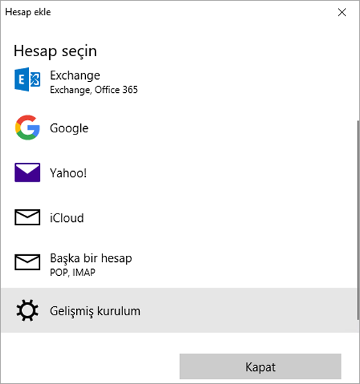 windows 10 icin posta uygulamasinda e